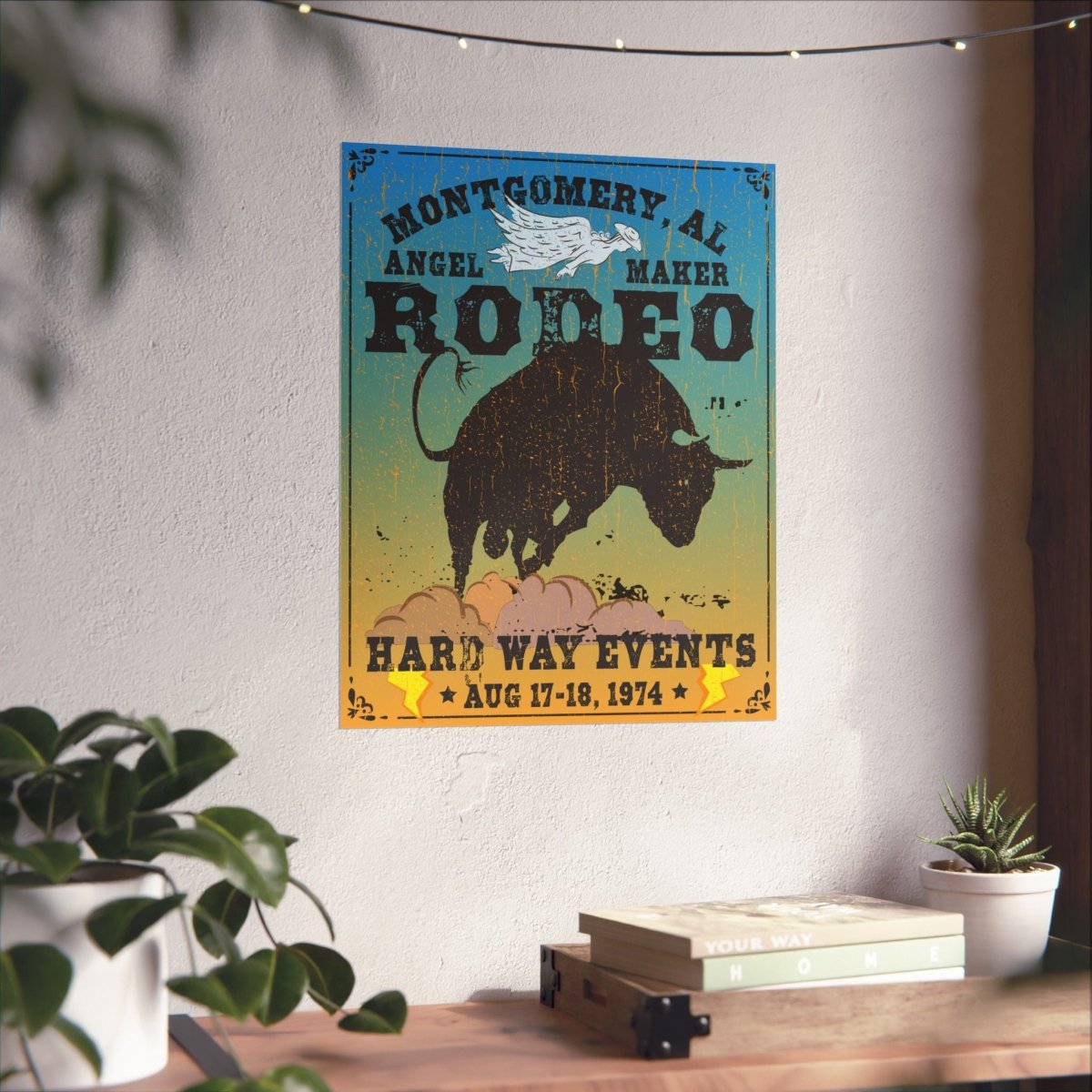 Montgomery Rodeo Premium Art Print, Angel Maker, Hard Way, Bucking Bull Ride