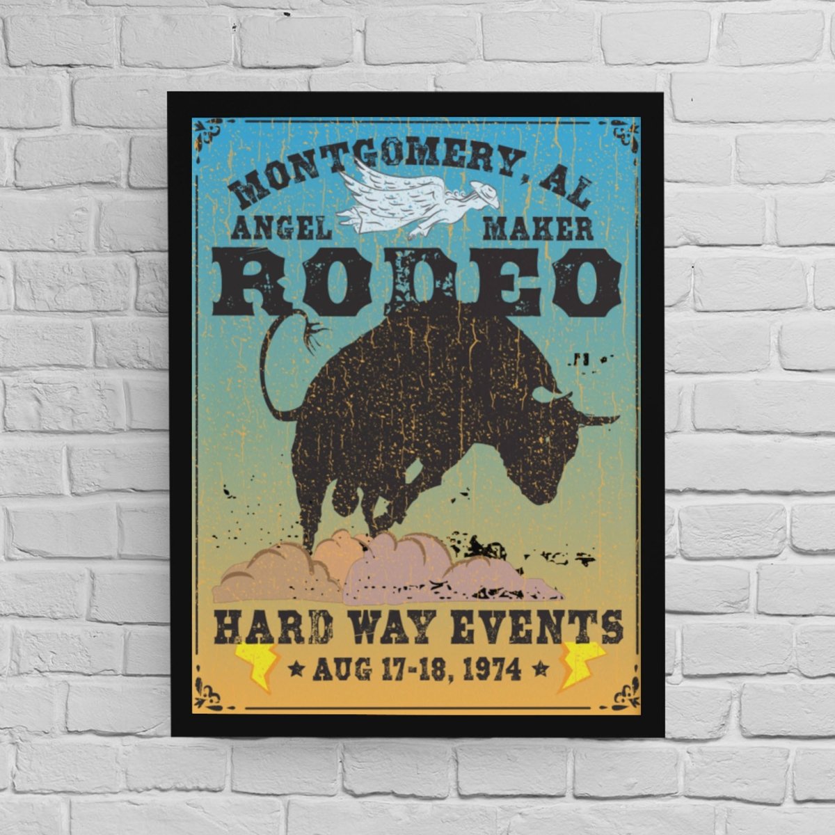 Montgomery Rodeo Premium Art Print, Angel Maker, Hard Way, Bucking Bull Ride