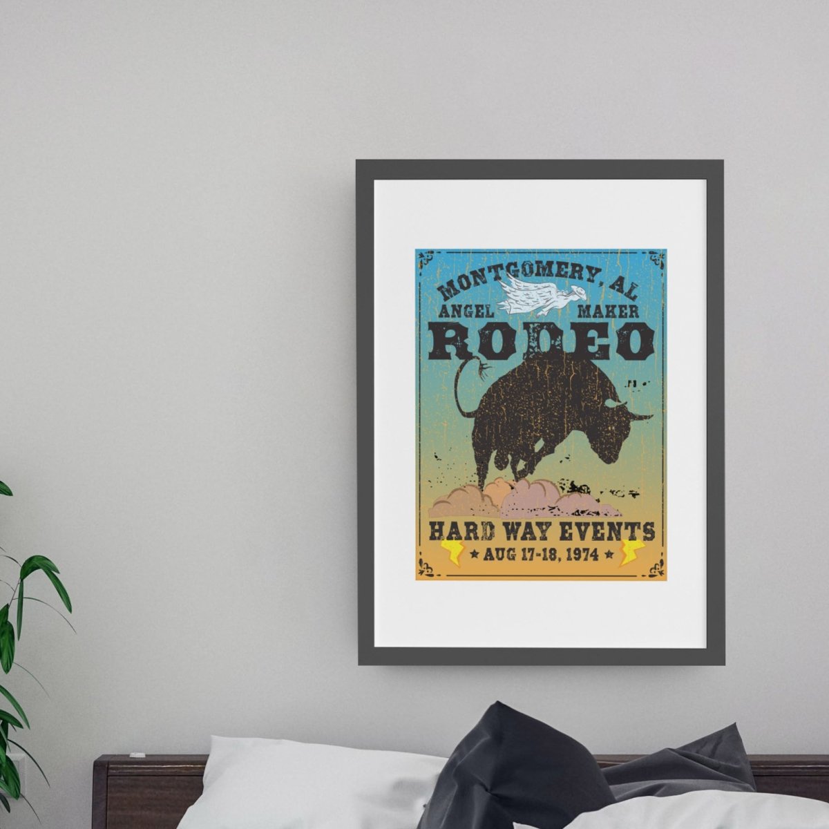 Montgomery Rodeo Premium Art Print, Angel Maker, Hard Way, Bucking Bull Ride