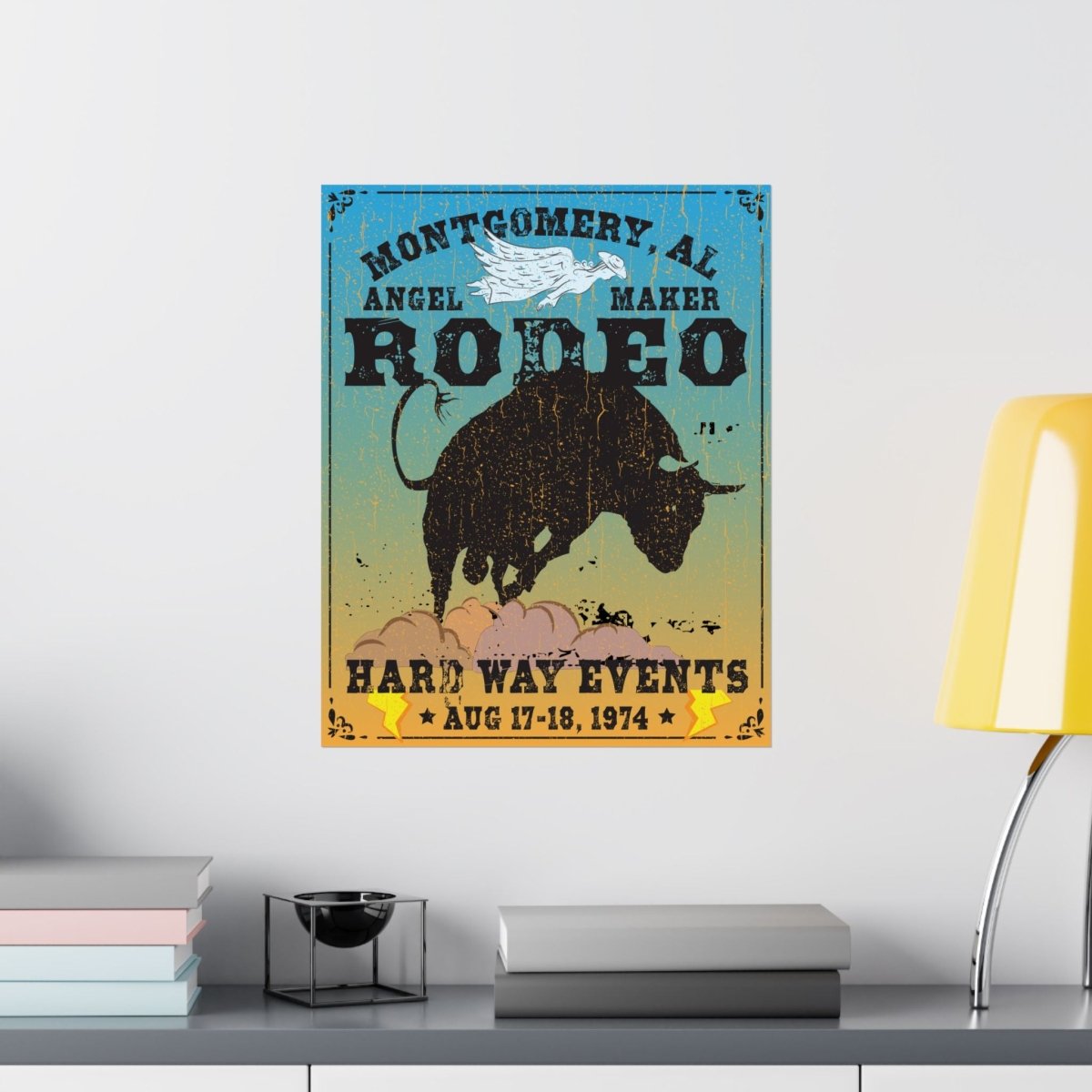 Montgomery Rodeo Premium Art Print, Angel Maker, Hard Way, Bucking Bull Ride