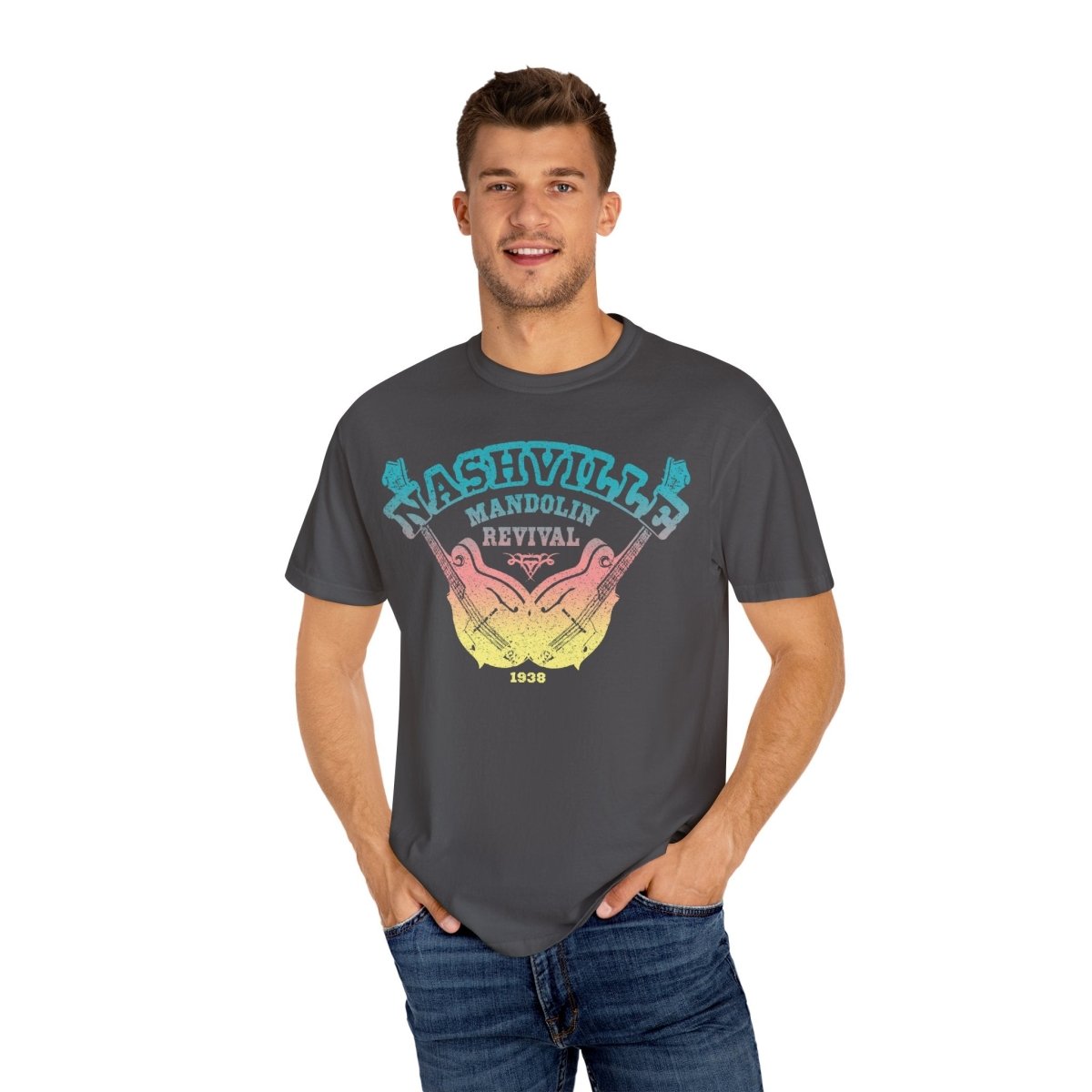 Nashville Mandolin Revival Roots Music Comfort Colors Relaxed Fit Tee, bluegrass influence