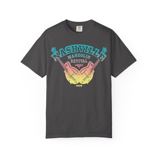 Nashville Mandolin Revival Roots Music Comfort Colors Relaxed Fit Tee, bluegrass influence
