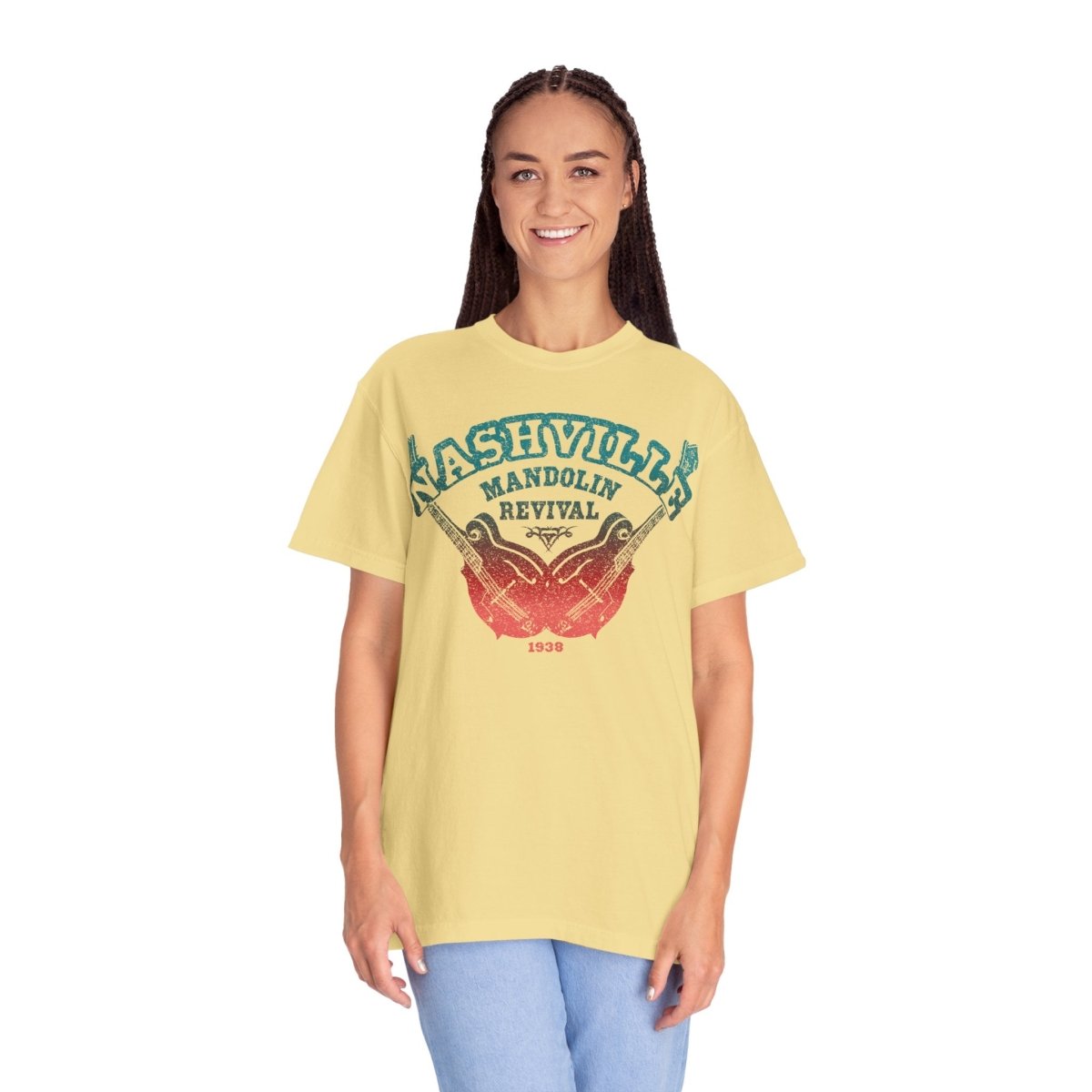 Nashville Mandolin Revival Roots Music Comfort Colors Relaxed Fit Tee, bluegrass influence