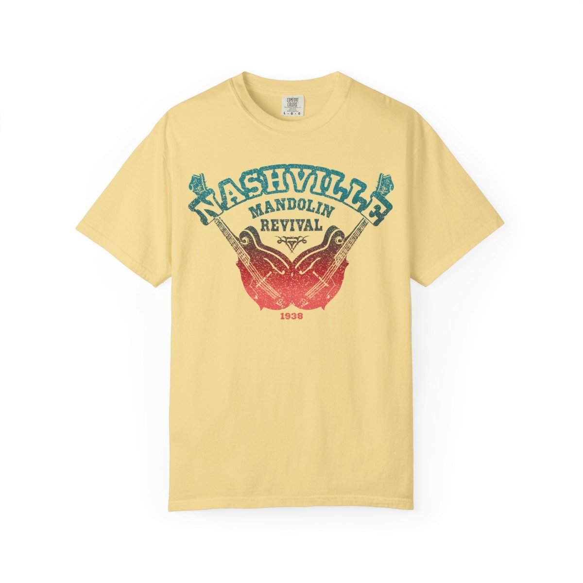 Nashville Mandolin Revival Roots Music Comfort Colors Relaxed Fit Tee, bluegrass influence