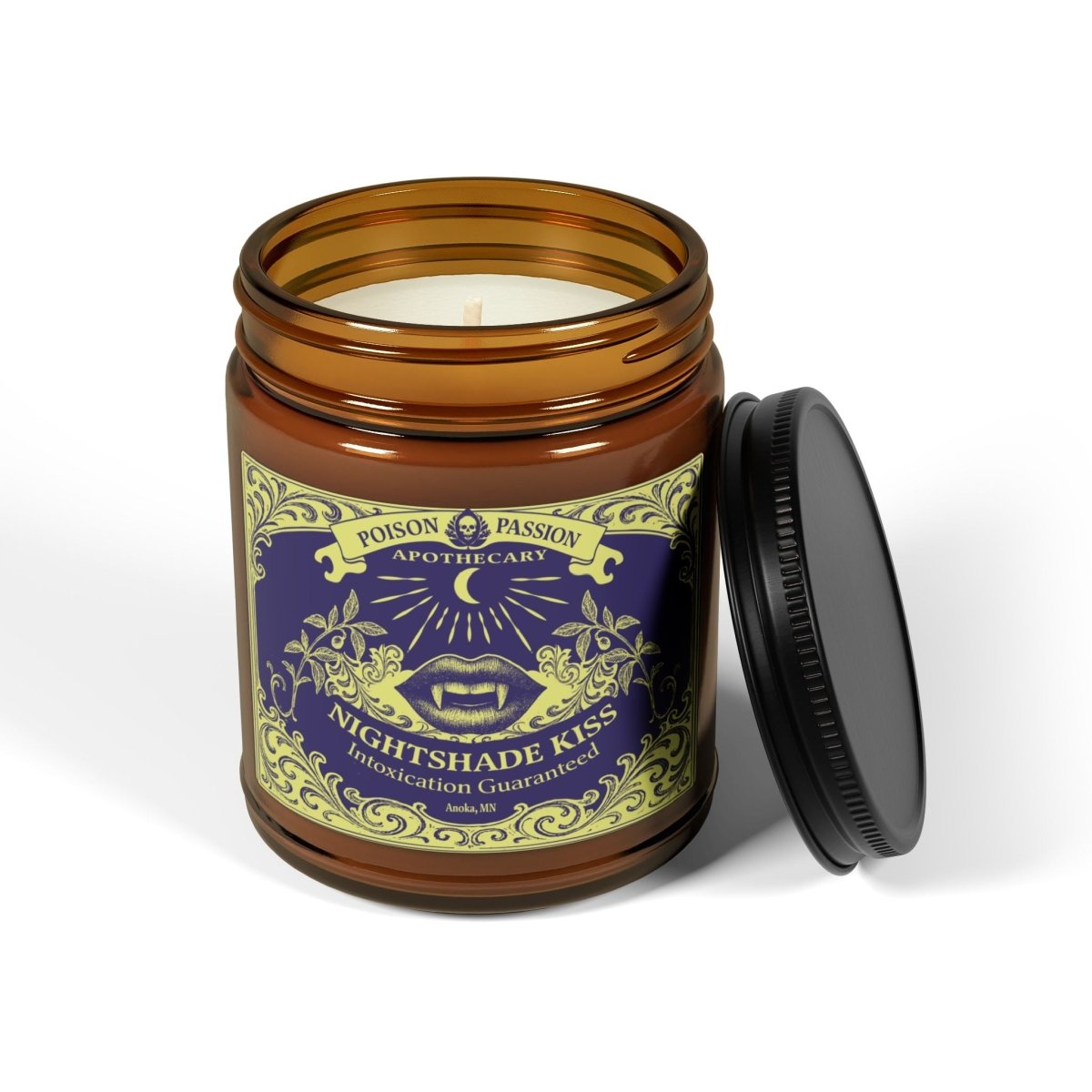 Nightshade Kiss Candle Poison Passion Victorian Gothic, Soy Wax, 6 Scents or Unscented, Halloween Funny Love