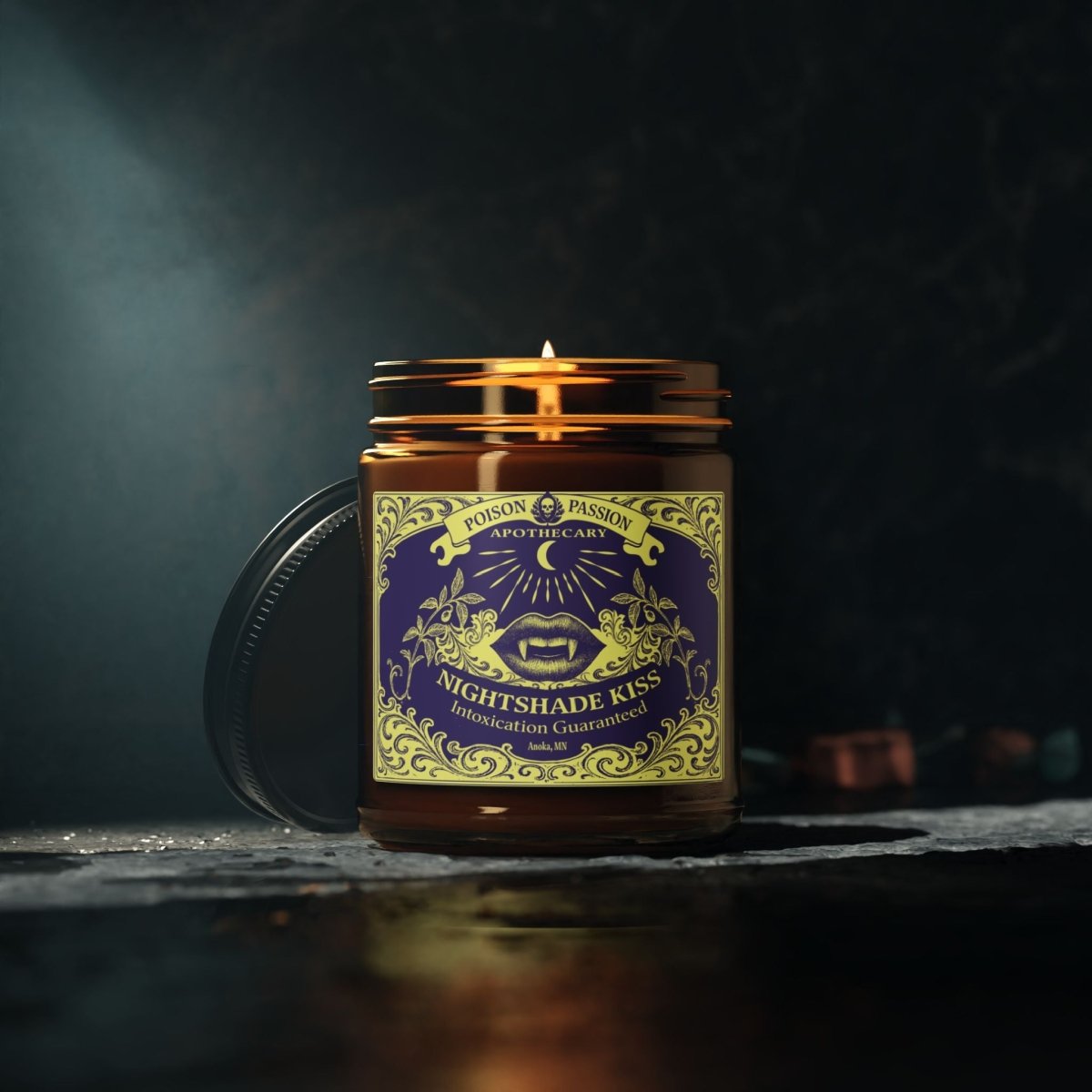 Nightshade Kiss Candle Poison Passion Victorian Gothic, Soy Wax, 6 Scents or Unscented, Halloween Funny Love