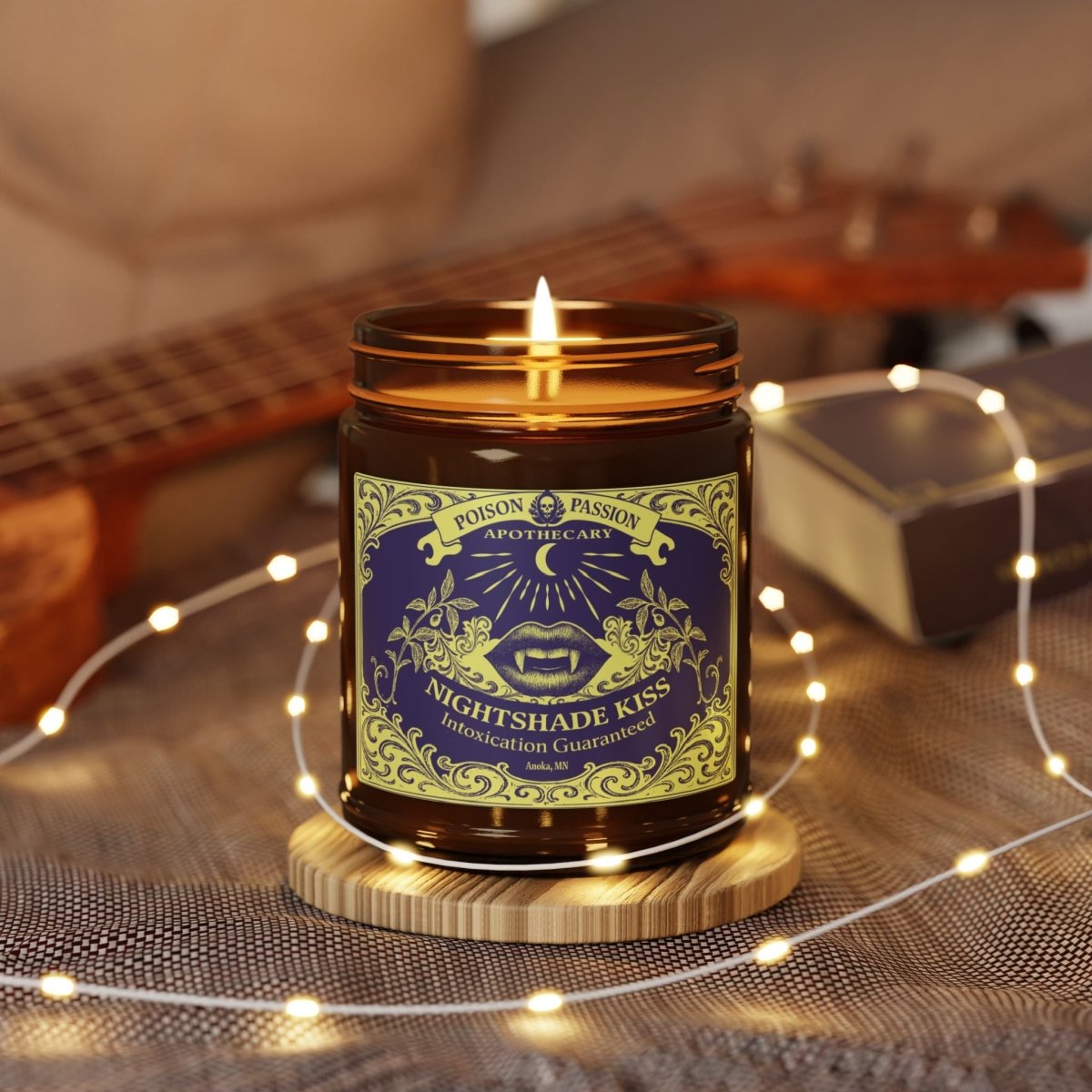 Nightshade Kiss Candle Poison Passion Victorian Gothic, Soy Wax, 6 Scents or Unscented, Halloween Funny Love