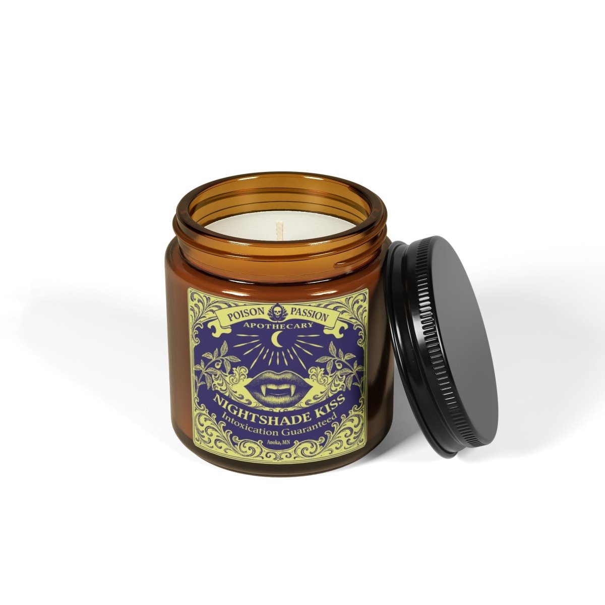 Nightshade Kiss Candle Poison Passion Victorian Gothic, Soy Wax, 6 Scents or Unscented, Halloween Funny Love