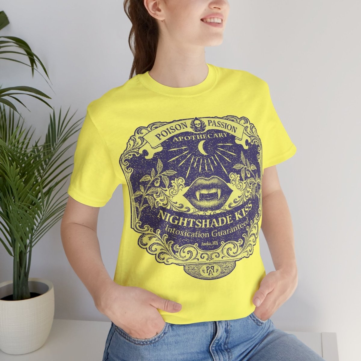Nightshade Kiss Poison Passion Premium T-Shirt, Victorian Halloween Gothic Vintage Style Graphic Tee, Spooky