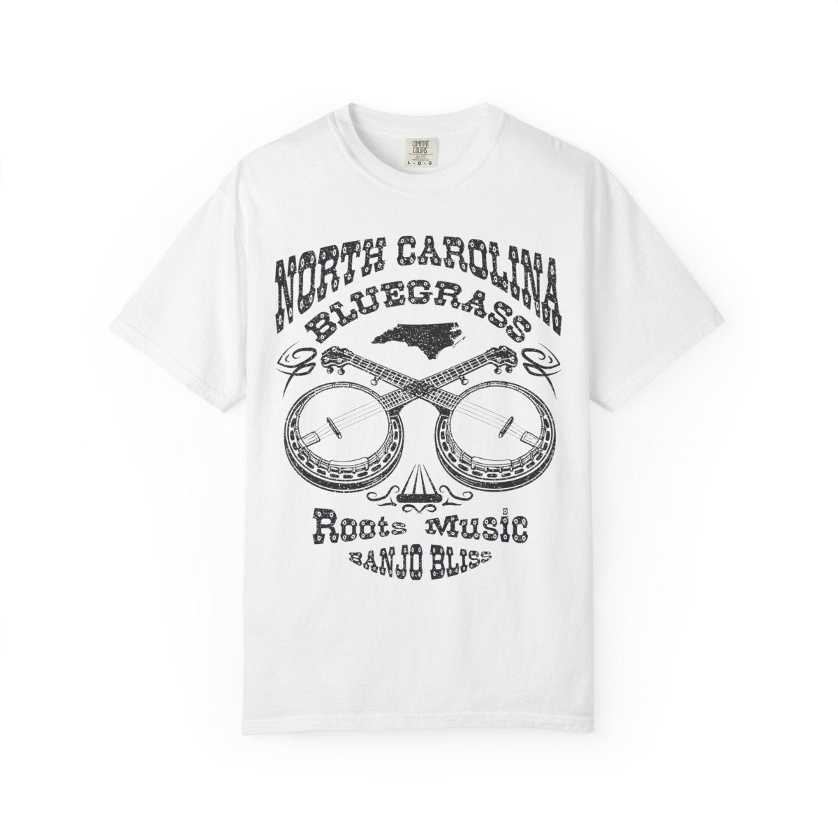 North Carolina Bluegrass Roots Music Comfort Colors Relaxed Fit Tee, Banjos