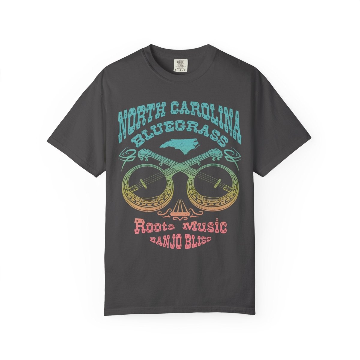 North Carolina Bluegrass Roots Music Comfort Colors Relaxed Fit Tee, Banjos