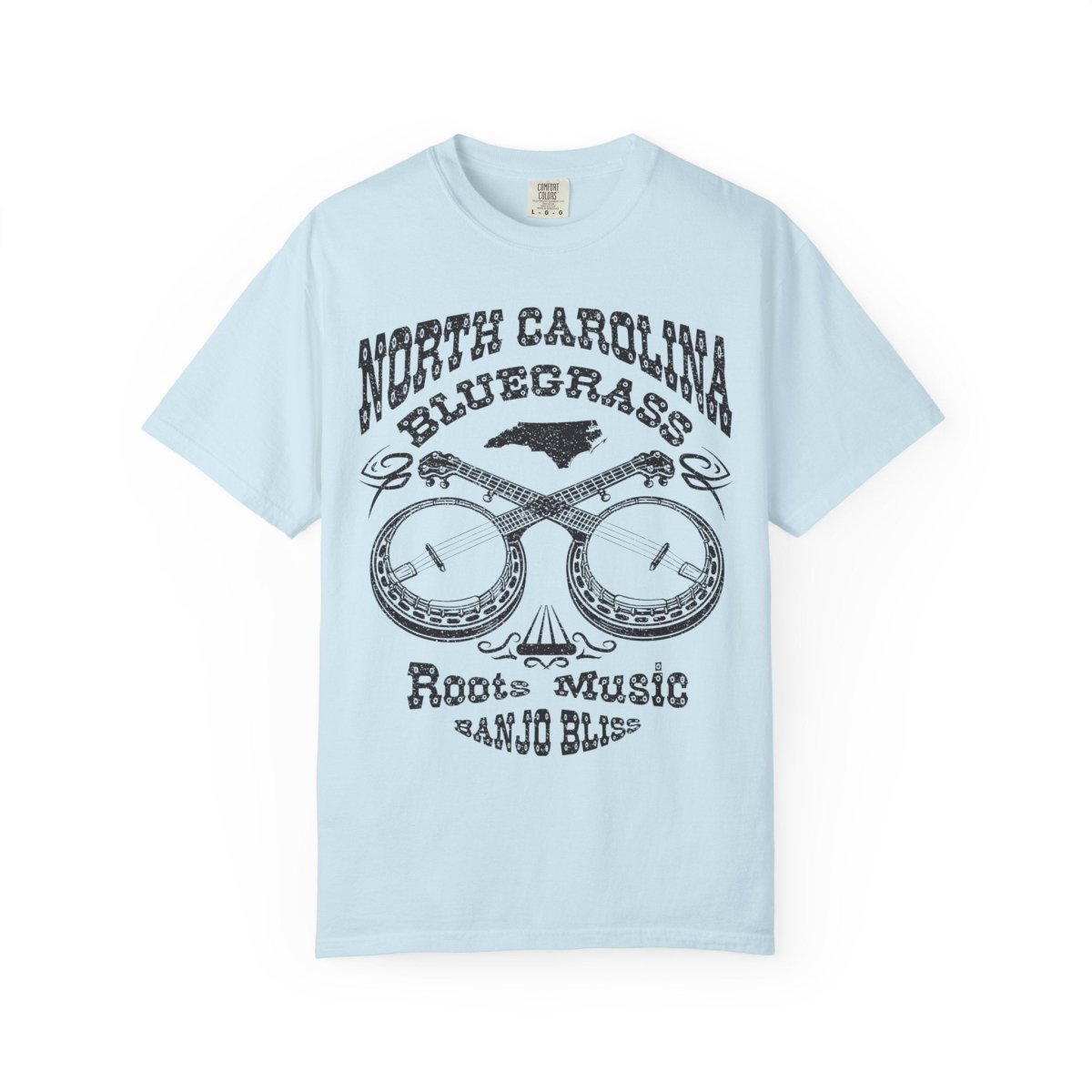 North Carolina Bluegrass Roots Music Comfort Colors Relaxed Fit Tee, Banjos