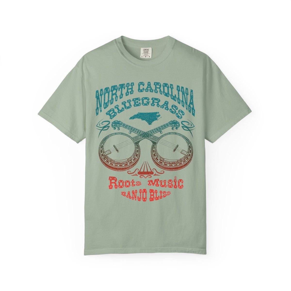 North Carolina Bluegrass Roots Music Comfort Colors Relaxed Fit Tee, Banjos