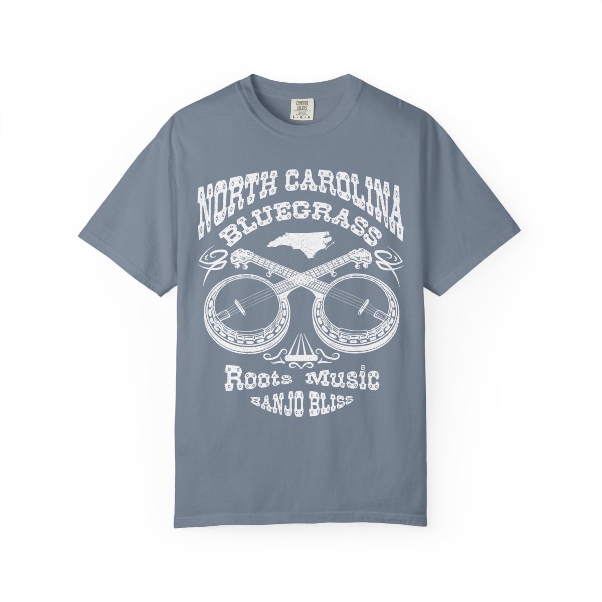 North Carolina Bluegrass Roots Music Comfort Colors Relaxed Fit Tee, Banjos