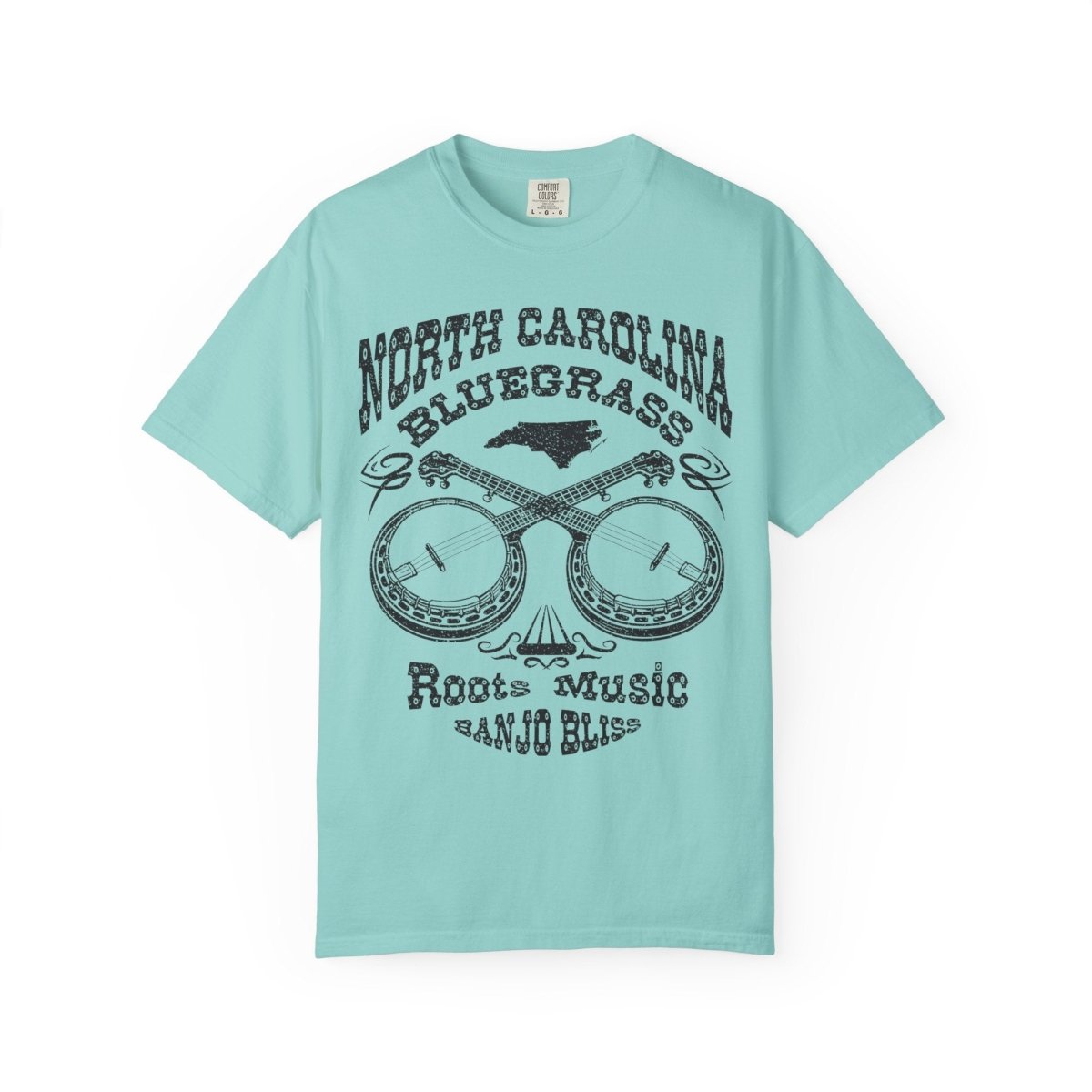 North Carolina Bluegrass Roots Music Comfort Colors Relaxed Fit Tee, Banjos