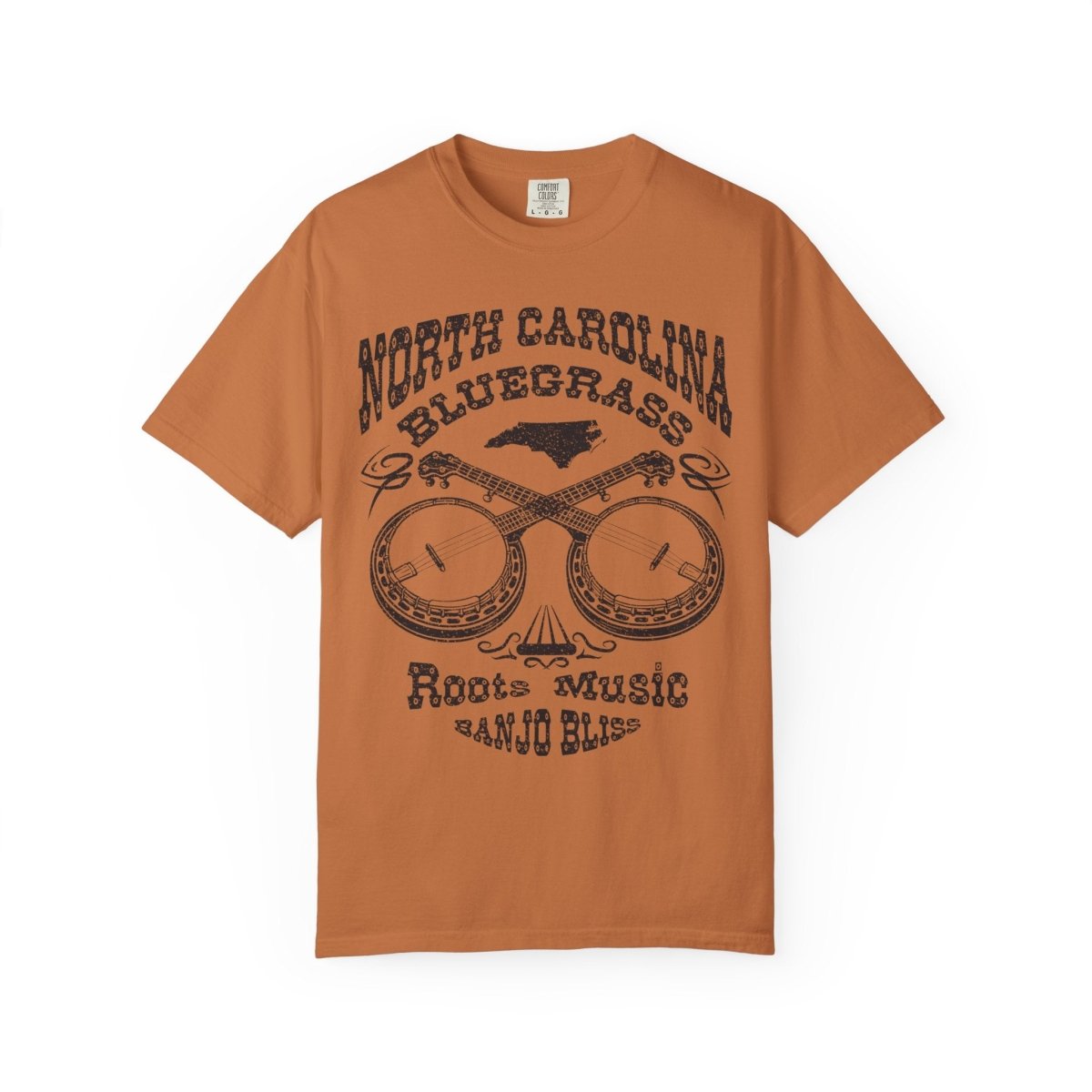 North Carolina Bluegrass Roots Music Comfort Colors Relaxed Fit Tee, Banjos