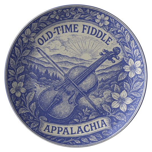 Old Time Fiddle Gift Appalachia Bluegrass Roots Music Blue Ridge Mountains Plate, 1 or Sets of 2, 4, Fun Dining and Decor