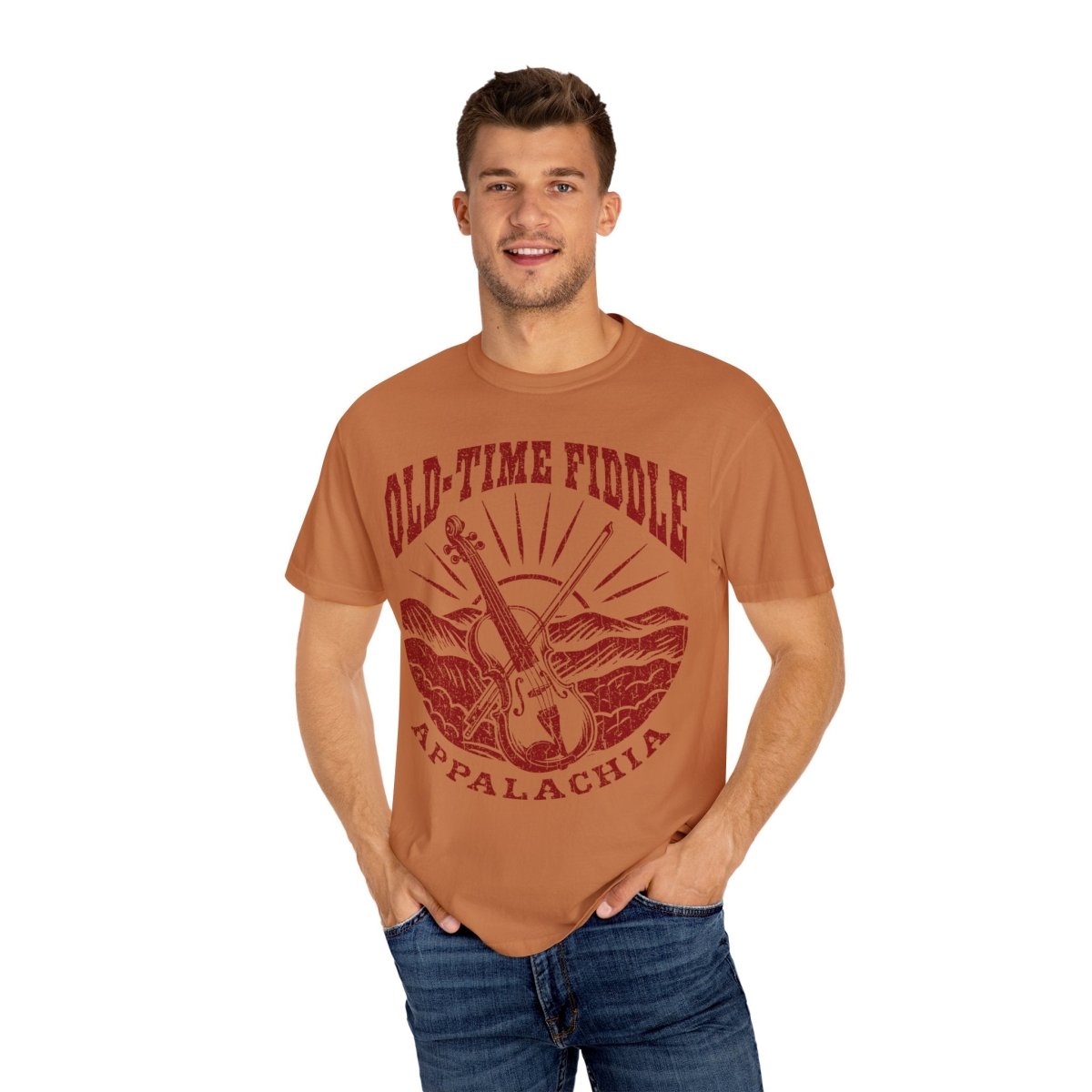 Old Time Fiddle Roots Music Appalachia Comfort Colors Relaxed Fit Tee, Bluegrass Country Influence
