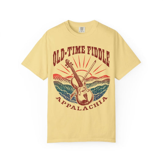 Old Time Fiddle Roots Music Appalachia Comfort Colors Relaxed Fit Tee, Bluegrass Country Influence
