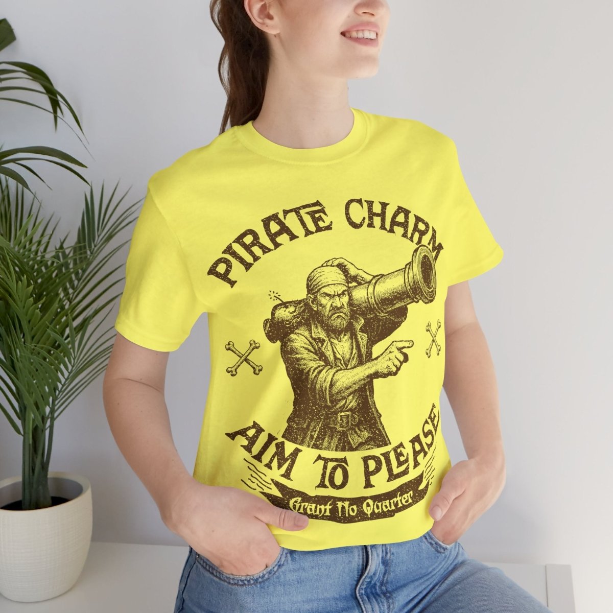 Pirate Action Motto Be Charming Premium T-Shirt, Ready Cannons, Vintage Style Graphic Tee