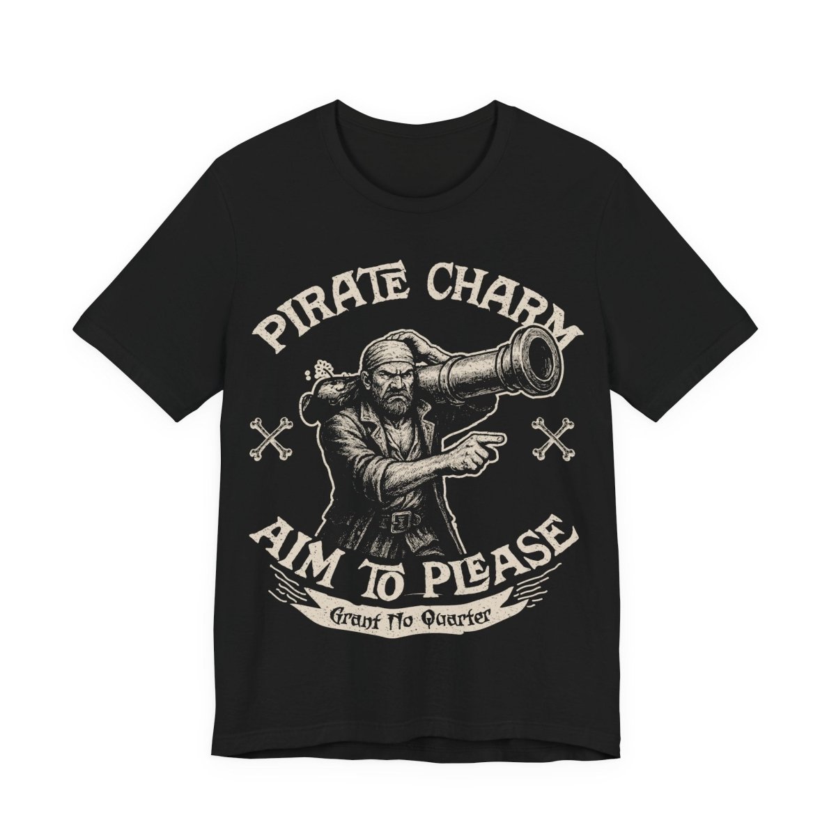 Pirate Action Motto Be Charming Premium T-Shirt, Ready Cannons, Vintage Style Graphic Tee