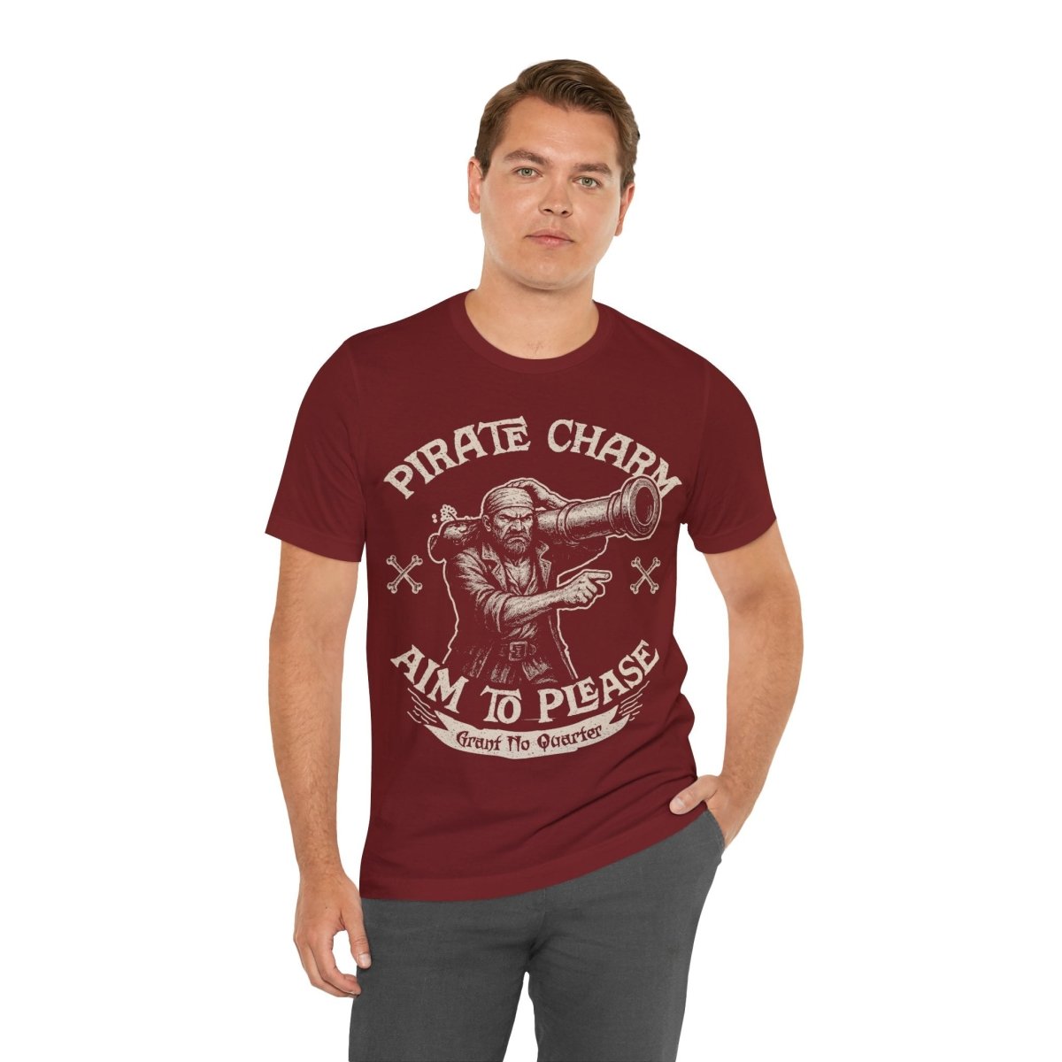 Pirate Action Motto Be Charming Premium T-Shirt, Ready Cannons, Vintage Style Graphic Tee