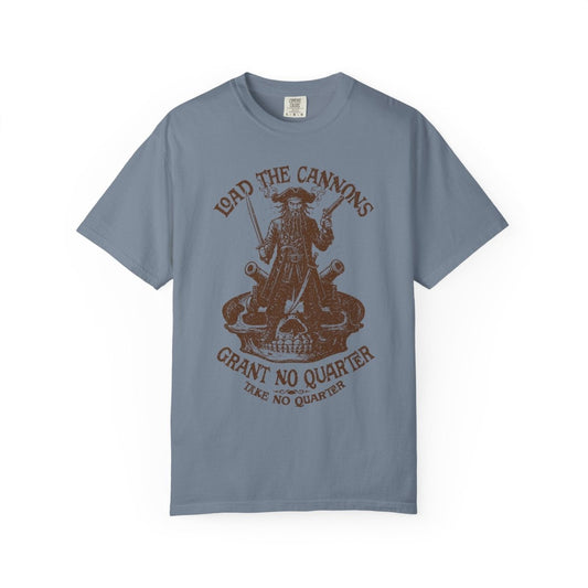 Pirate Action Motto Blackbeard Ready Cannons, Vintage Style Graphic Comfort Colors Relaxed Fit Heavy Tee