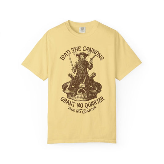 Pirate Action Motto Blackbeard Ready Cannons, Vintage Style Graphic Comfort Colors Relaxed Fit Heavy Tee