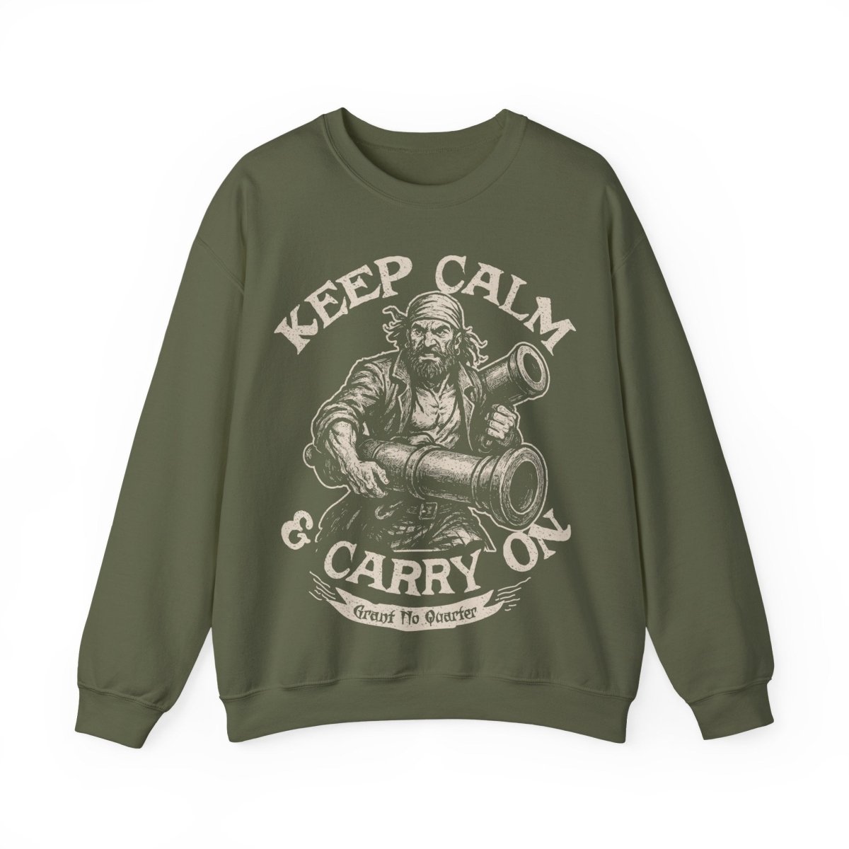 Pirate Action Motto Keep Calm and Carry On Cannons Funny Fleece Sweatshirt