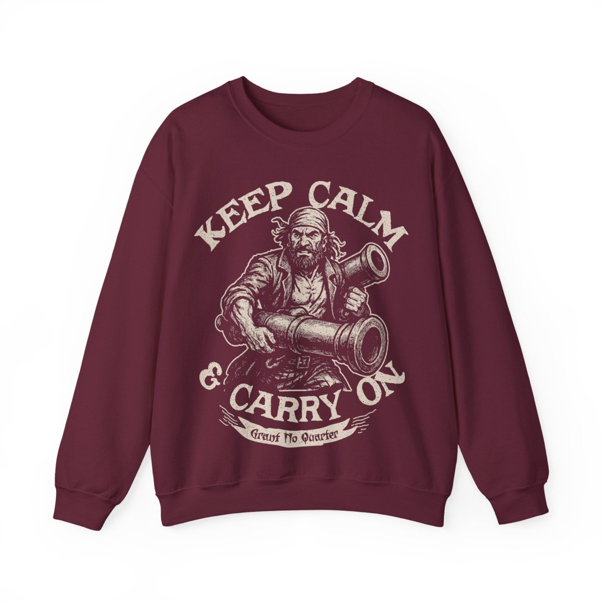 Pirate Action Motto Keep Calm and Carry On Cannons Funny Fleece Sweatshirt