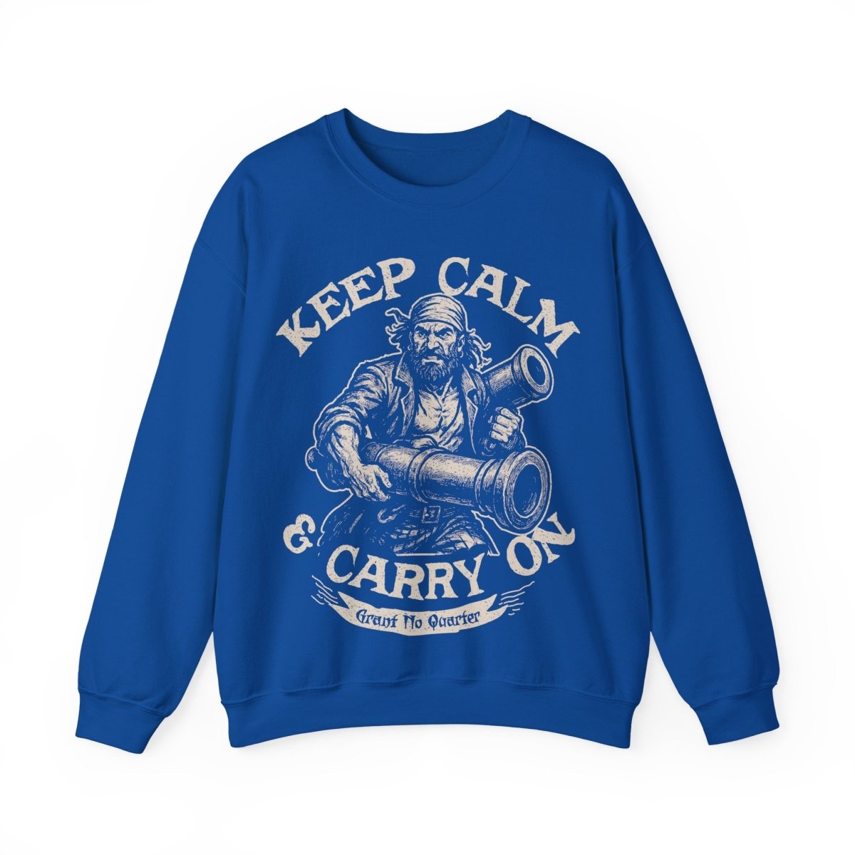 Pirate Action Motto Keep Calm and Carry On Cannons Funny Fleece Sweatshirt