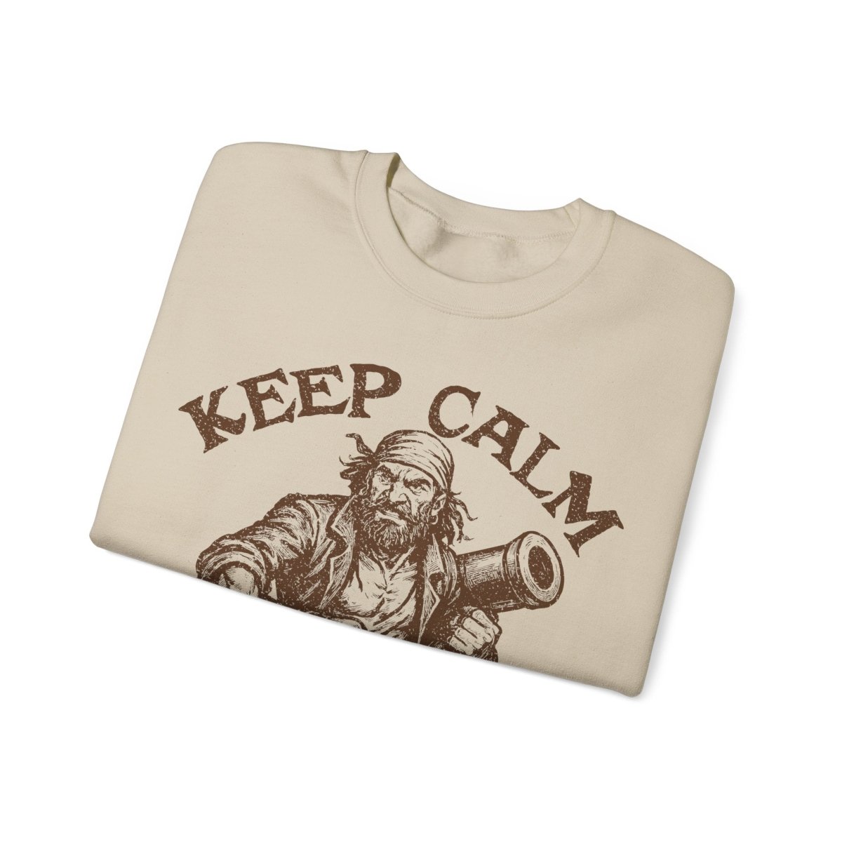 Pirate Action Motto Keep Calm and Carry On Cannons Funny Fleece Sweatshirt