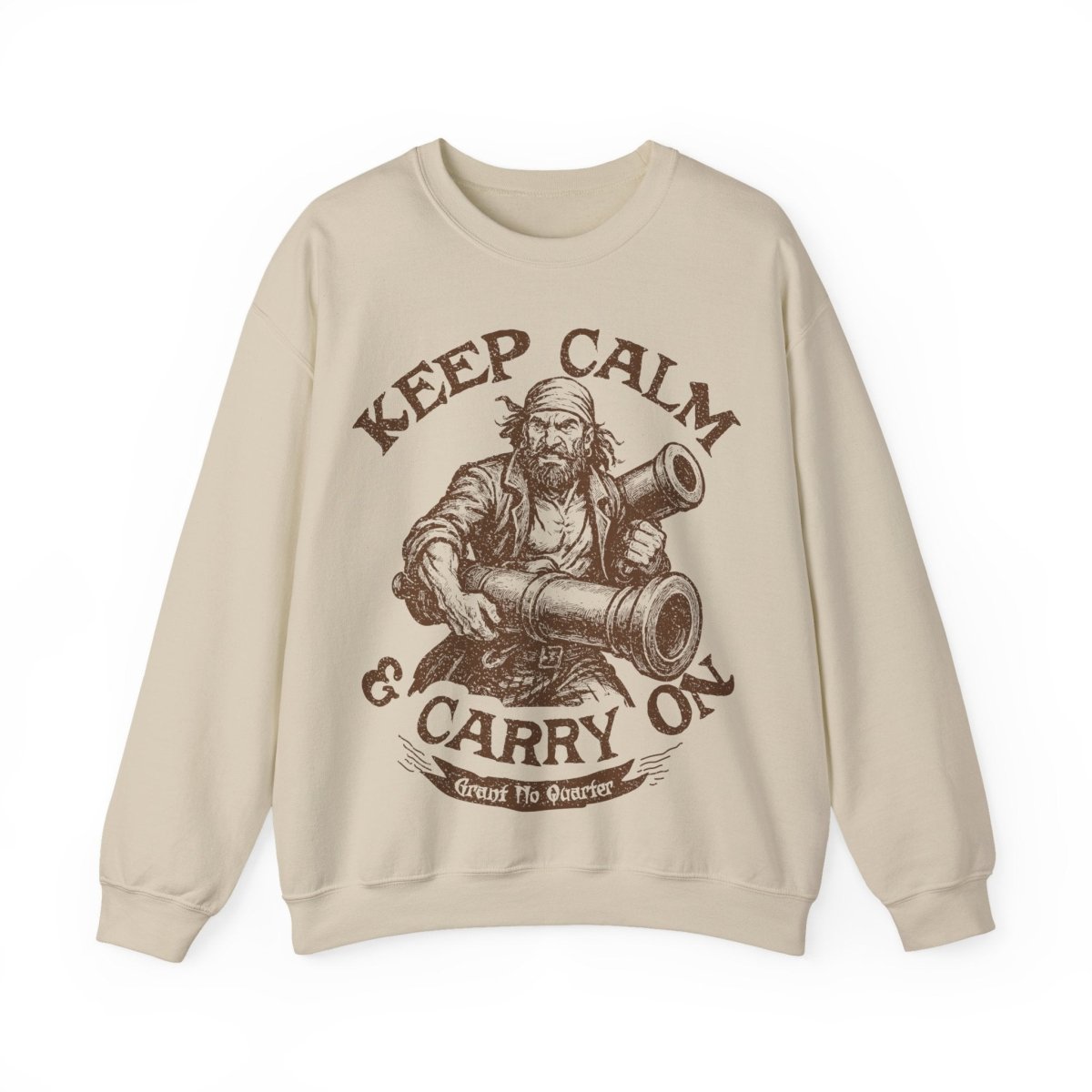 Pirate Action Motto Keep Calm and Carry On Cannons Funny Fleece Sweatshirt