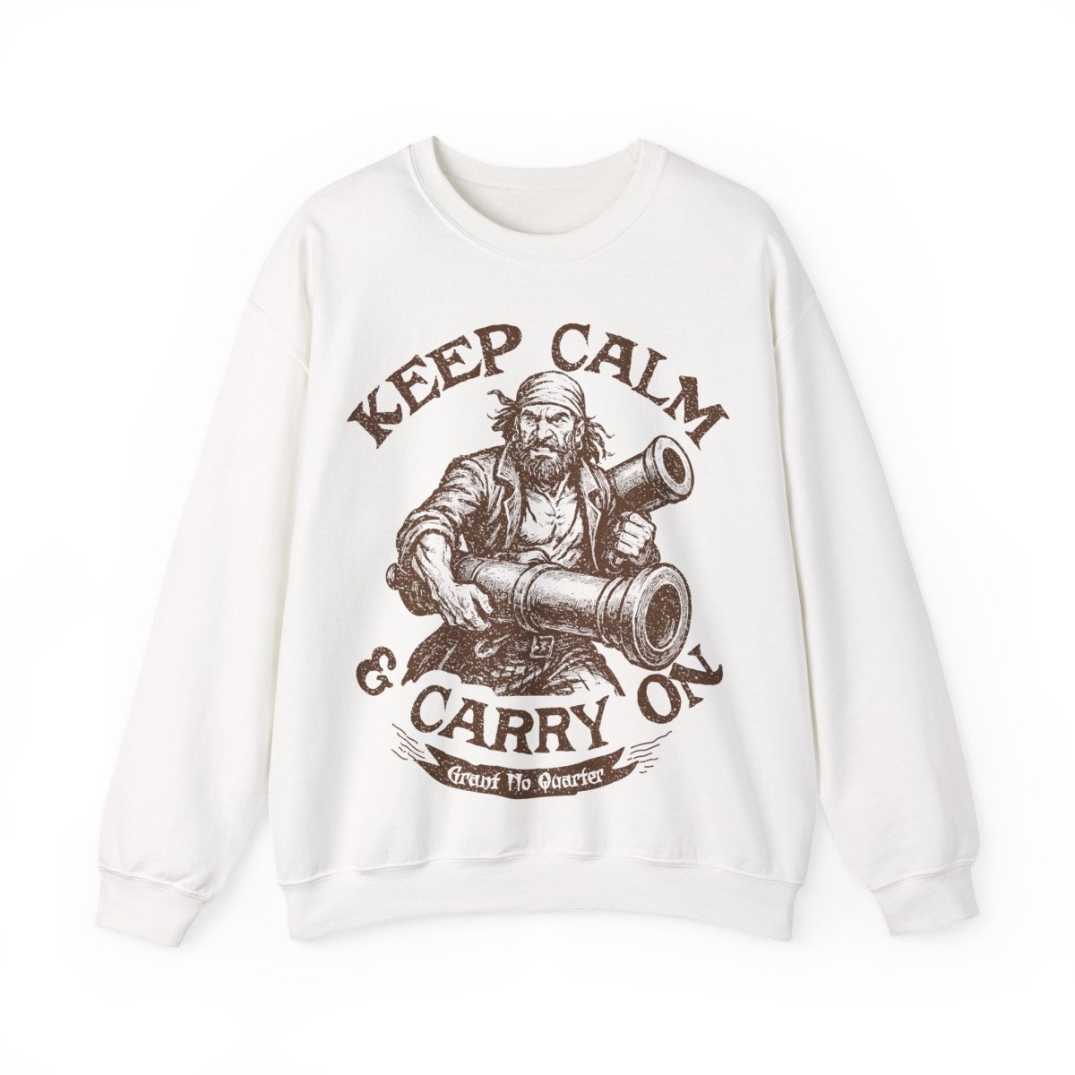Pirate Action Motto Keep Calm and Carry On Cannons Funny Fleece Sweatshirt