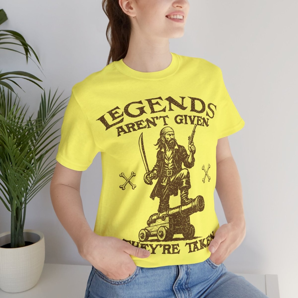 Pirate Action Motto Legends Are Taken Premium T-Shirt Ready Cannon, Vintage Style Graphic Tee