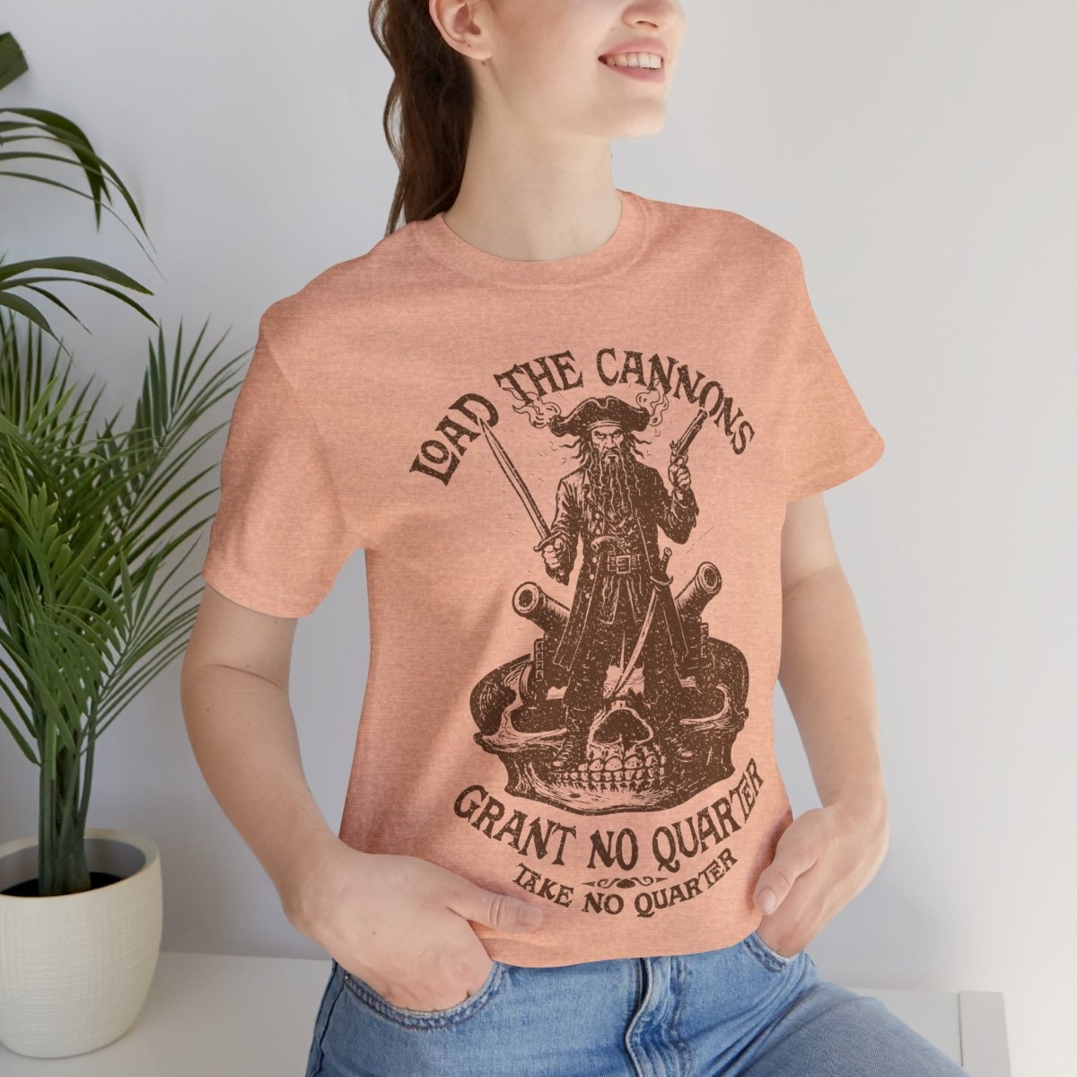 Pirate Action Motto Premium T-Shirt, Blackbeard Ready Cannons, Vintage Style Graphic Tee