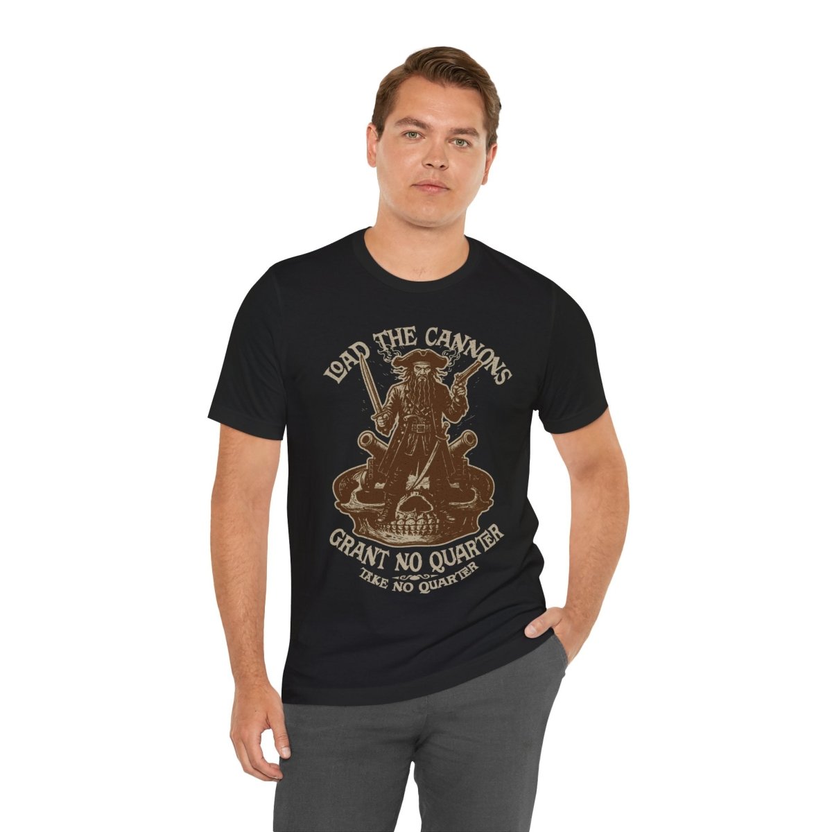 Pirate Action Motto Premium T-Shirt, Blackbeard Ready Cannons, Vintage Style Graphic Tee