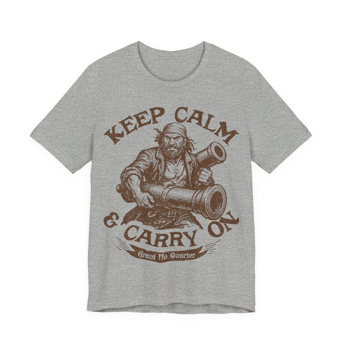 Pirate Action Motto Premium T-Shirt, Calm Ready Cannons, Vintage Style Graphic Tee