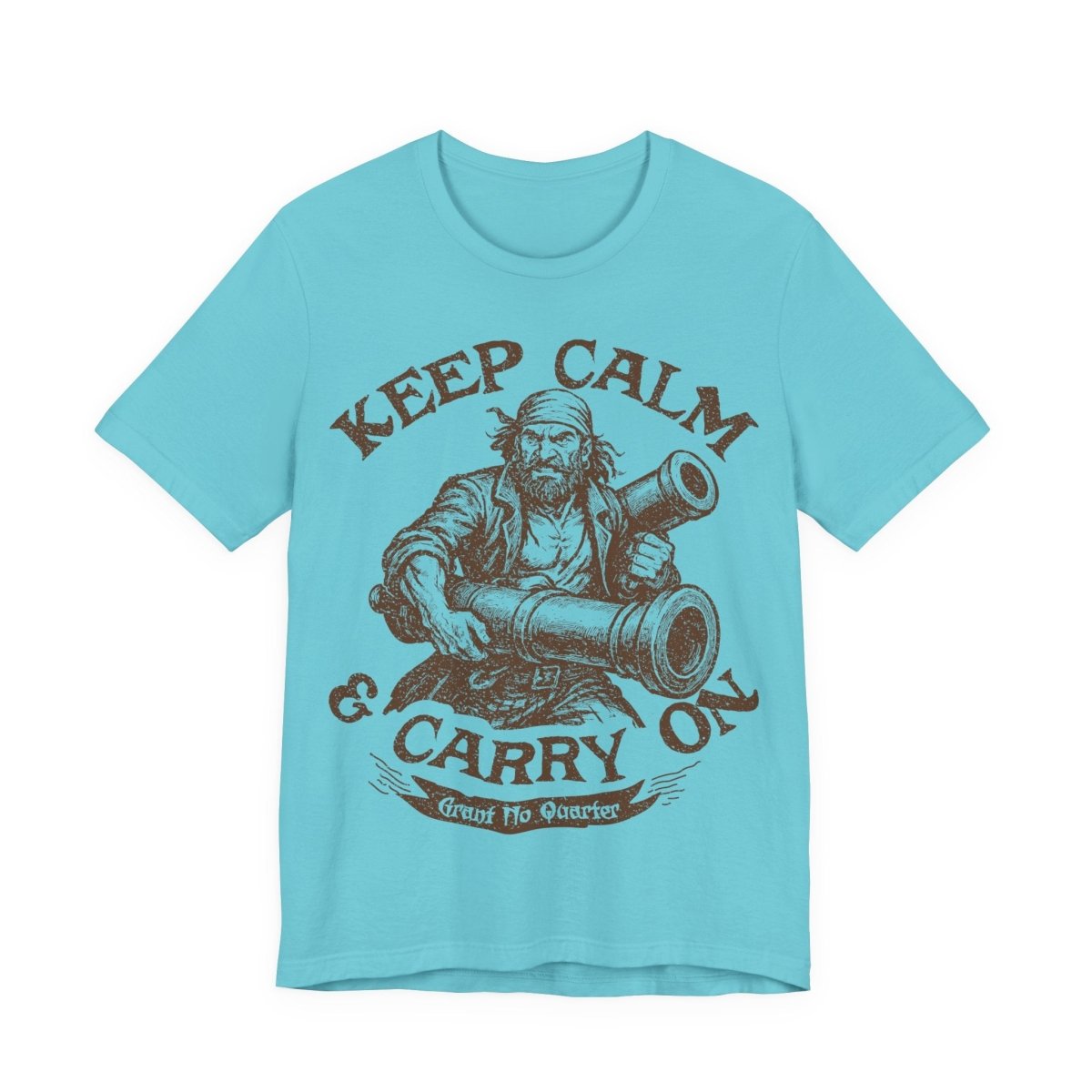 Pirate Action Motto Premium T-Shirt, Calm Ready Cannons, Vintage Style Graphic Tee