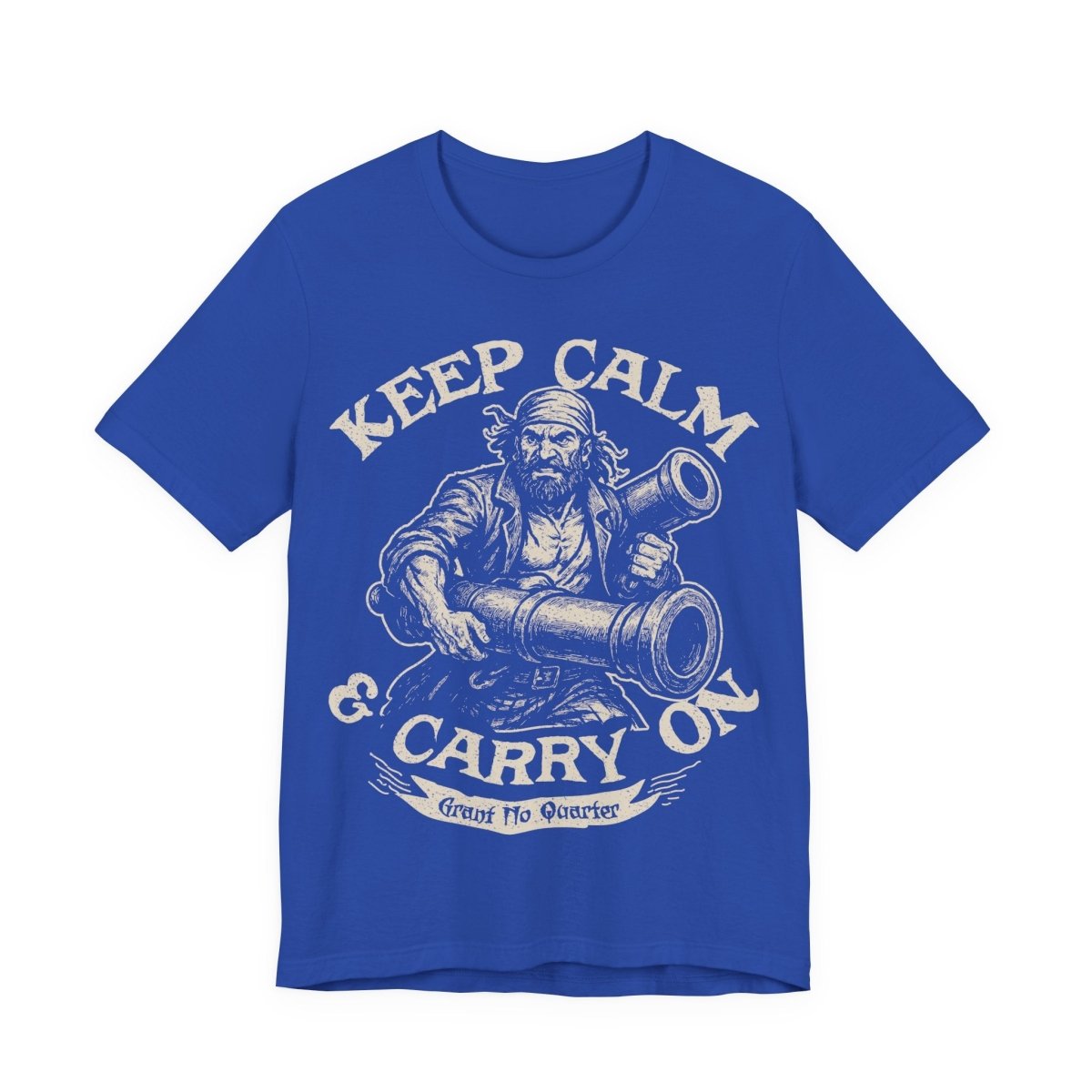 Pirate Action Motto Premium T-Shirt, Calm Ready Cannons, Vintage Style Graphic Tee