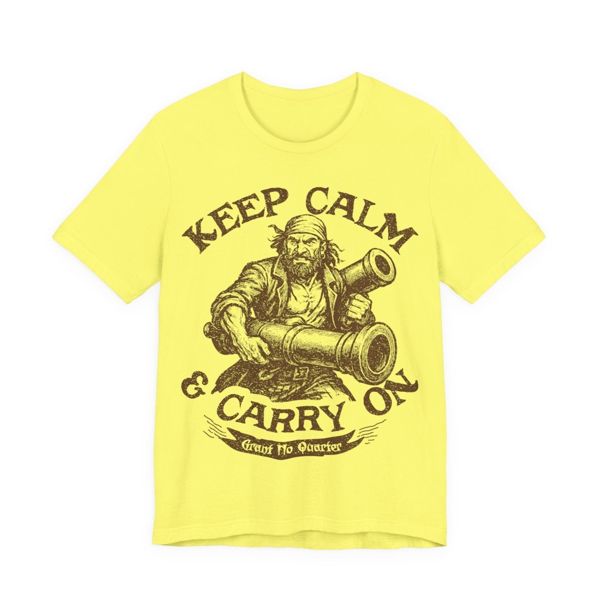 Pirate Action Motto Premium T-Shirt, Calm Ready Cannons, Vintage Style Graphic Tee