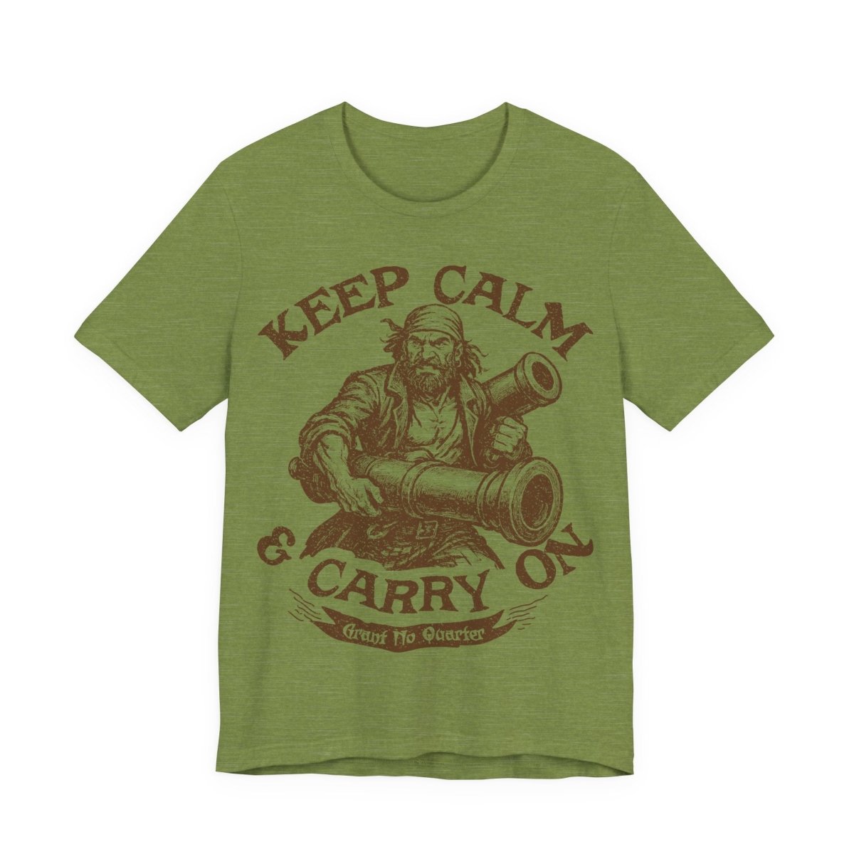 Pirate Action Motto Premium T-Shirt, Calm Ready Cannons, Vintage Style Graphic Tee