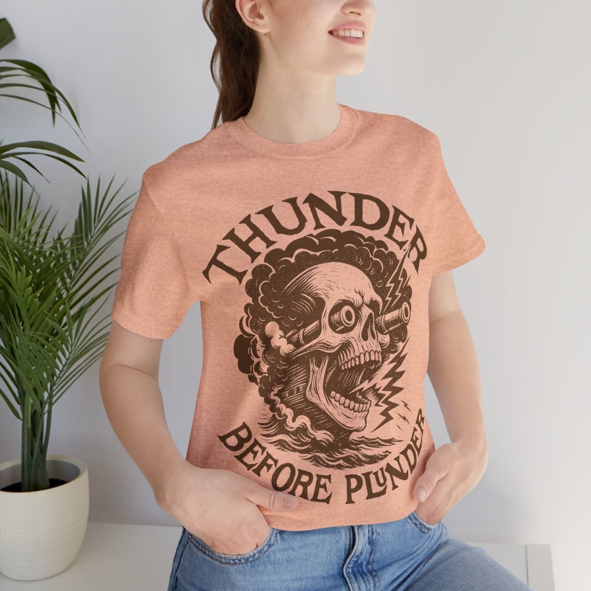 Pirate Action Motto Premium T-Shirt, Cannon Thunder Before Plunder, Vintage Style Graphic Tee