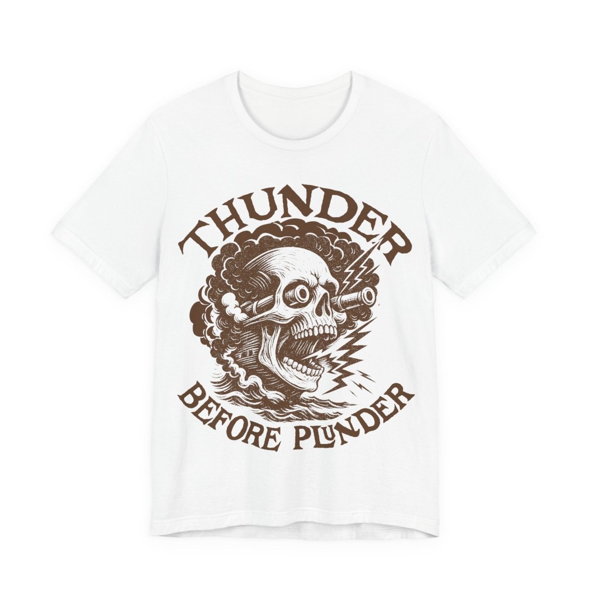 Pirate Action Motto Premium T-Shirt, Cannon Thunder Before Plunder, Vintage Style Graphic Tee