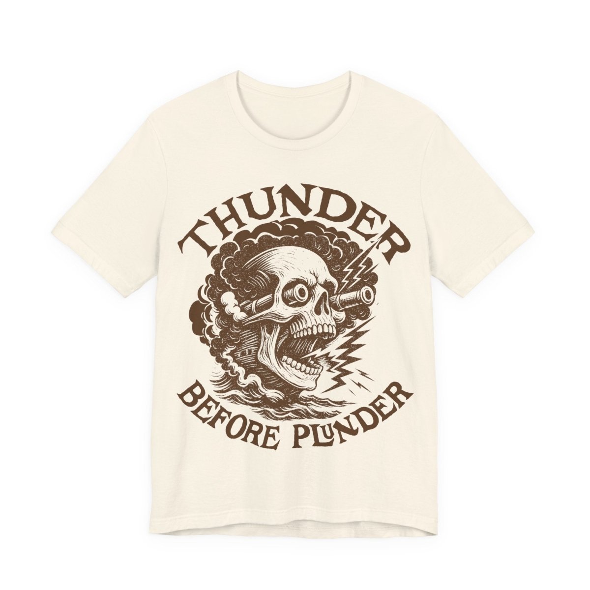 Pirate Action Motto Premium T-Shirt, Cannon Thunder Before Plunder, Vintage Style Graphic Tee