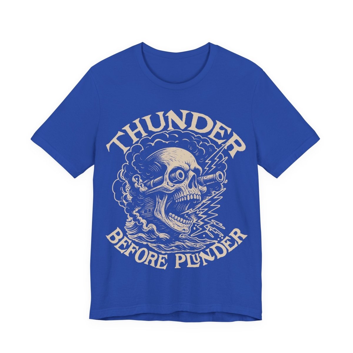 Pirate Action Motto Premium T-Shirt, Cannon Thunder Before Plunder, Vintage Style Graphic Tee