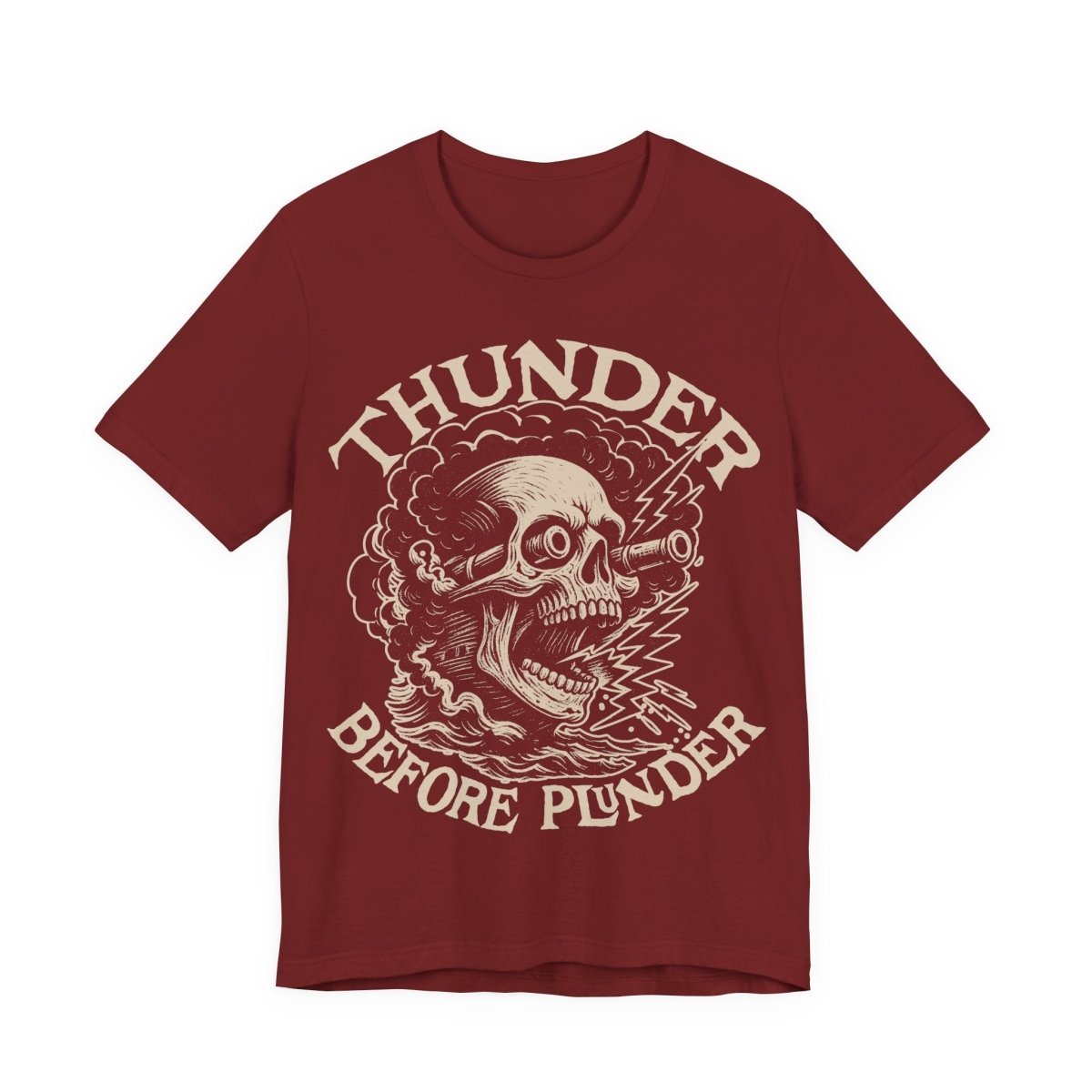 Pirate Action Motto Premium T-Shirt, Cannon Thunder Before Plunder, Vintage Style Graphic Tee