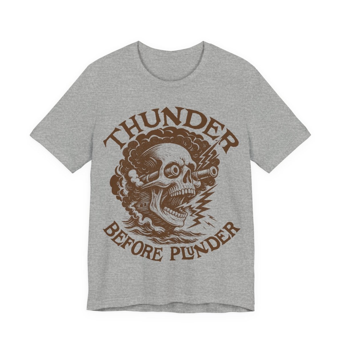 Pirate Action Motto Premium T-Shirt, Cannon Thunder Before Plunder, Vintage Style Graphic Tee