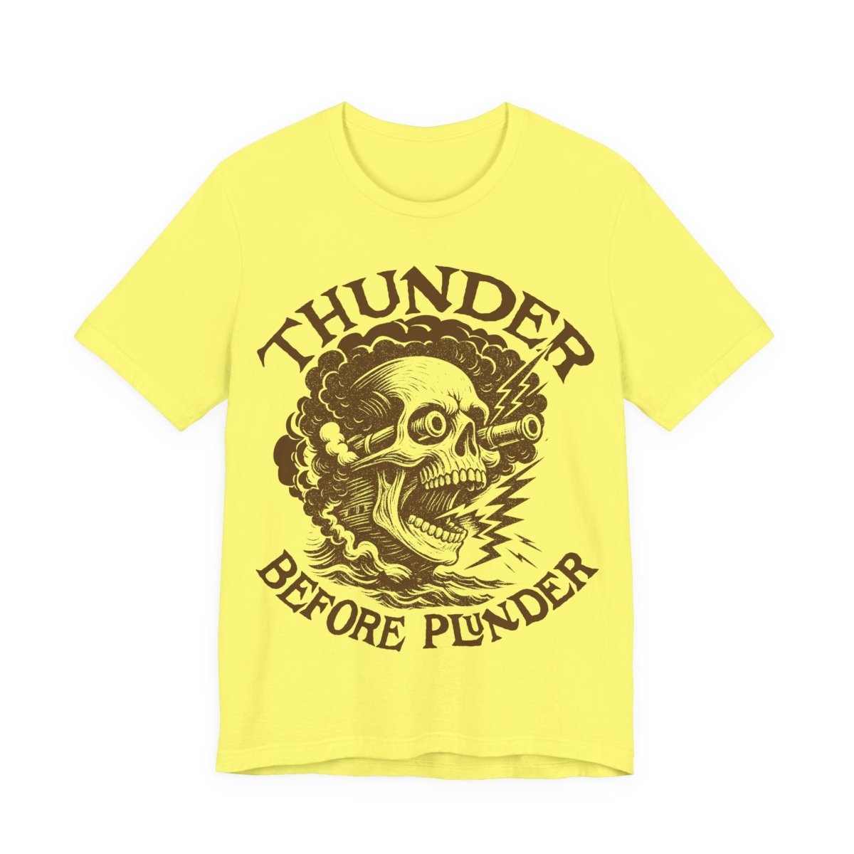 Pirate Action Motto Premium T-Shirt, Cannon Thunder Before Plunder, Vintage Style Graphic Tee