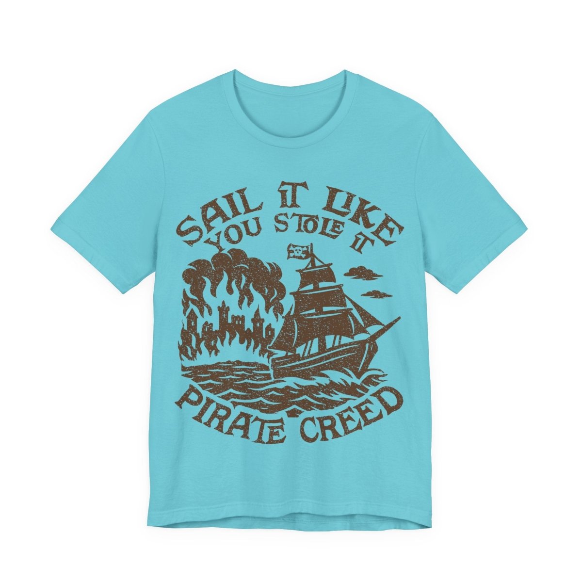 Pirate Action Motto Premium T-Shirt, Sail Ready Cannons, Vintage Style Graphic Tee